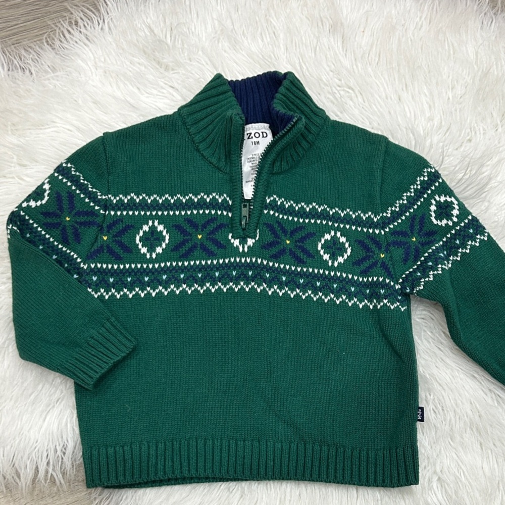 Izod Green and Navy Knit Sweater
